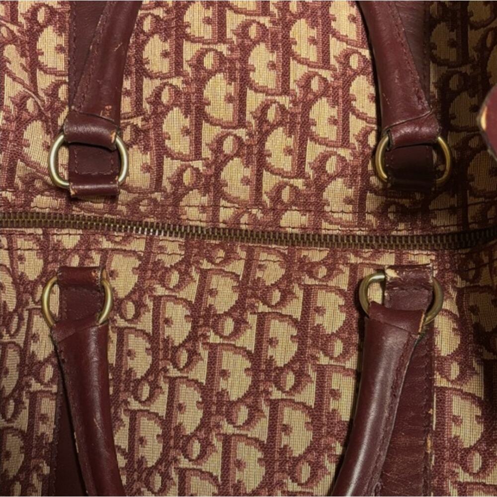 Christian Dior 48 Hour Bag in Burgandy and Leather with COA - Picture 11 of 14